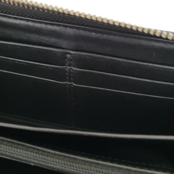 Coach Black Gray Legacy Wallet Zip Around Canvas Leather Classic Signature Retro - Picture 5 of 10